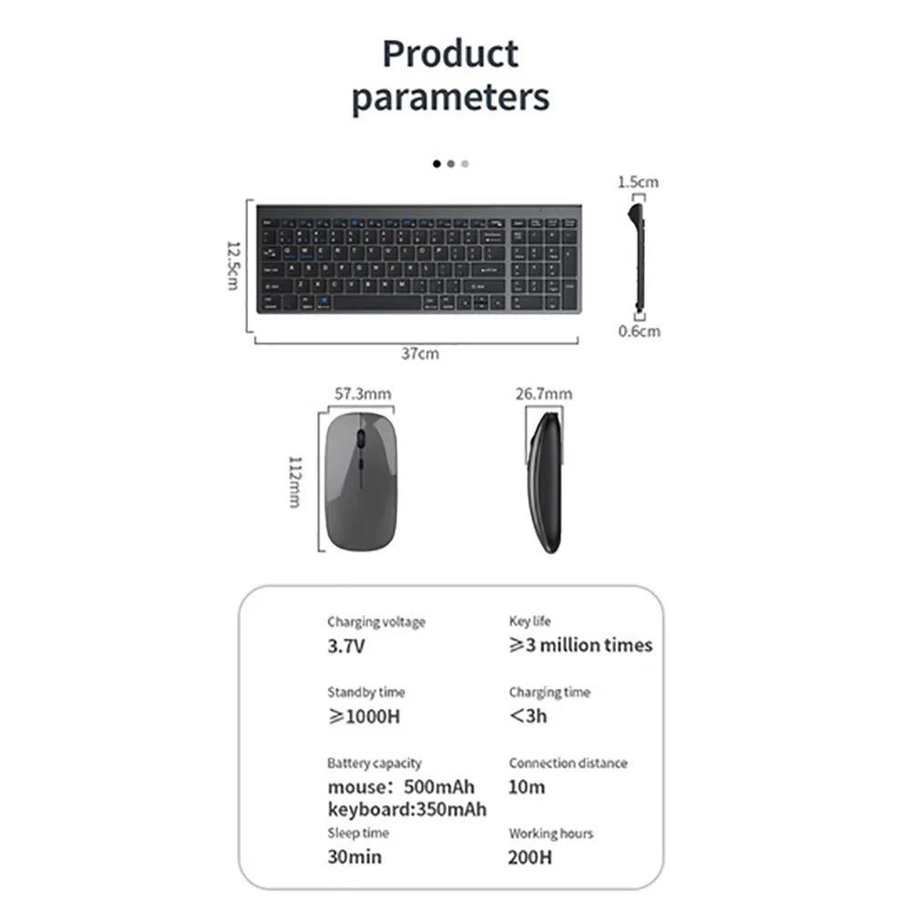 Rechargeable Wireless Keyboard & Mouse Set